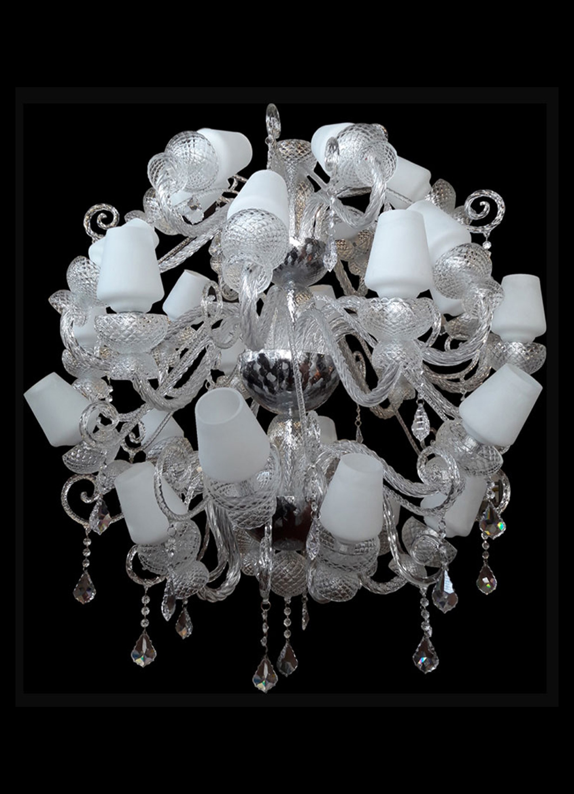 Lampadario in vetro Murano modello Crystal a 30 luci